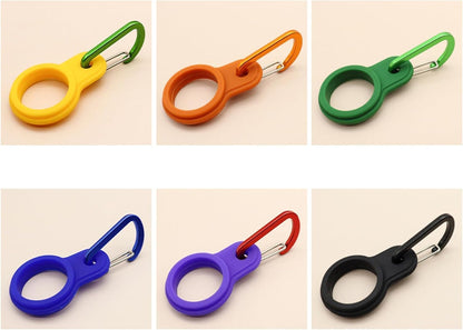 6 Pcs Silicone Water Bottle Buckle with Carabiner Clip Portable Secure Bottle Holder Water Bottle Hanging Rings Silicone Water Bottle Buckle Portable Hiking Sports Camping Water Bottle Accessories