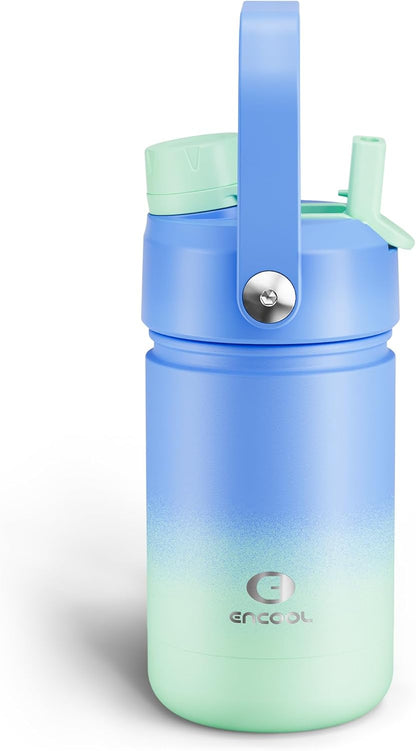 ENCOOL Insulated Water Bottle with Straw Stainless Steel Water Bottle, Leak-Proof, BPA-Free, Double Wall Vacuum Keeps Cold for 24 Hours for Sports, Travel, School (26 oz, Cotton Candy) - Colors C