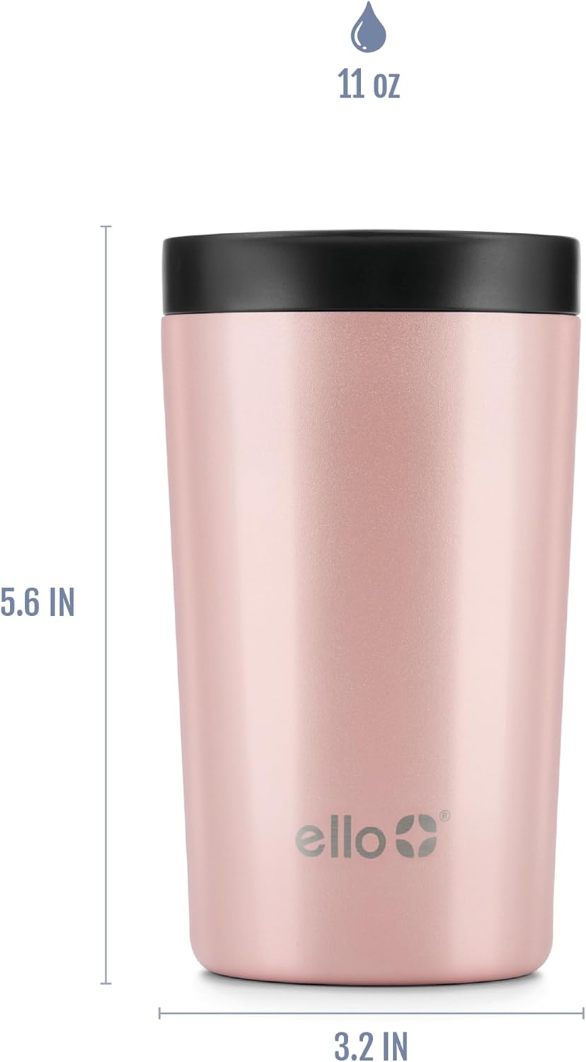 Ello Miri 16oz Vacuum Insulated Stainless Steel Travel Mug, Leak-Proof Slider Lid, Keeps Hot for 5 Hours, Perfect for Coffee or Tea, BPA-Free, Fits Most Cupholders, Holiday Gift, Speckle