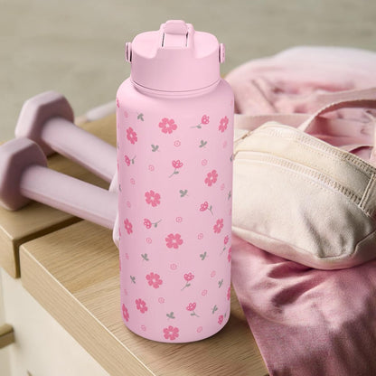 SANDJEST Pickleball Gift for Women, Water Bottle Stainless Steel 32oz with Lid & Straw, Sport Insulated Bottles Gifts for Girls Friends Teens Birthday Christmas