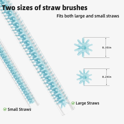 Silicone Straw Cleaner Brush, 4Pcs Reusable Straw Brush Set with Extra-Long Design for Cleaning Thin Metal Straws and Wider Milkshake Straws （6mm+9mm Pink)