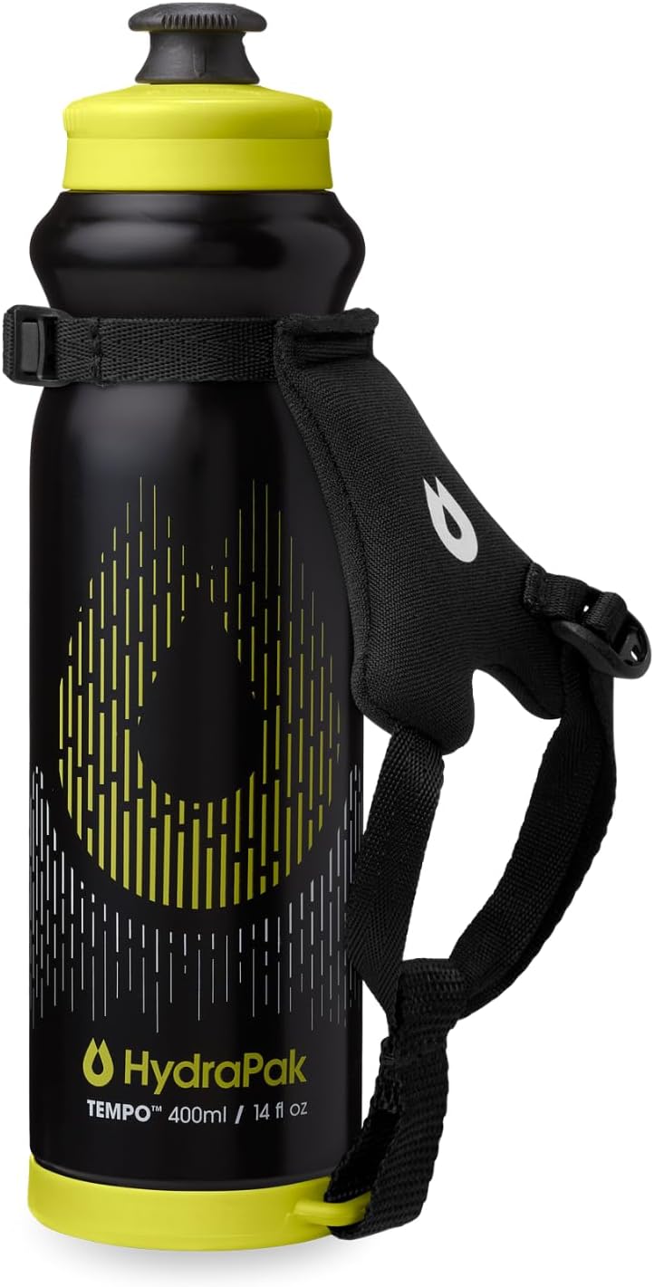 HydraPak Tempo Pro 525ml - Handheld Running Squeeze Bottle for Training and Race Day Hydration with Removable Strap (525ml/17oz) - White