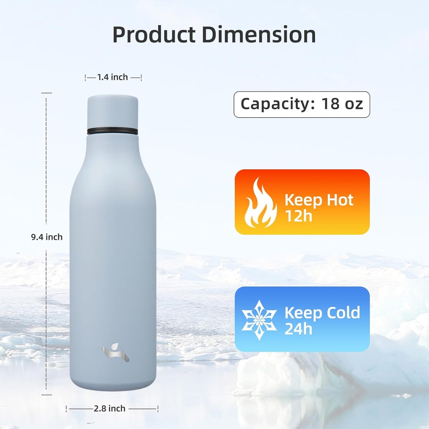 Konokyo Insulated Water Bottle with Strap,18 oz Double Wall Stainless Steel Vacuum Bottles Metal Water Flask,Macaron Green - Colors A