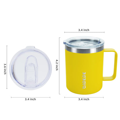 BJPKPK 2 pcs Insulated Coffee Mug, 14oz Insulated Tumbler with Lid, Stainless Steel Coffee Cups with Splash Proof Lid-White