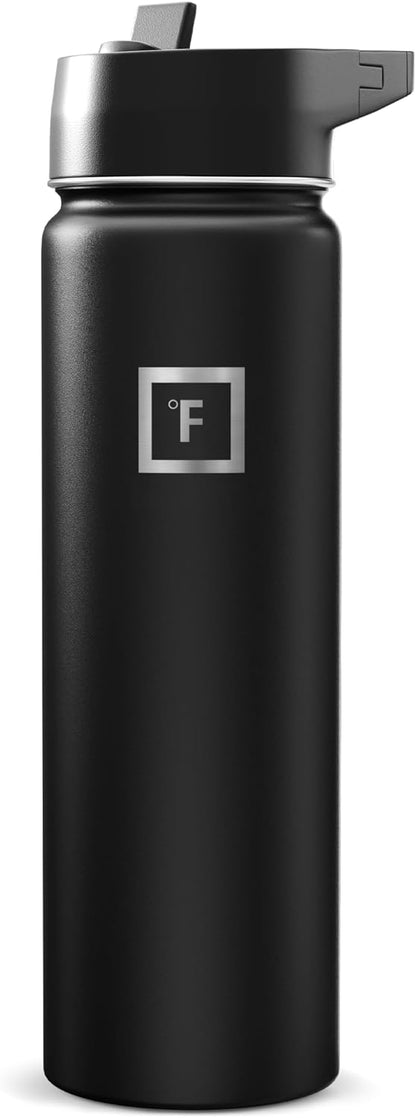 IRON °FLASK Camping & Hiking Hydration Flask with Straw, Wide Mouth Insulated Stainless Steel Sports Water Bottle - 22 oz Aurora