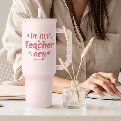 Floral Tumbler with Handle 40oz, Stainless Steel Insulated Tumblers Coffee Travel Mug Cup with Straw, Flower Coffee Cup Gifts for Women Girls, Gift for Her on Christmas Birthday Mothers Day