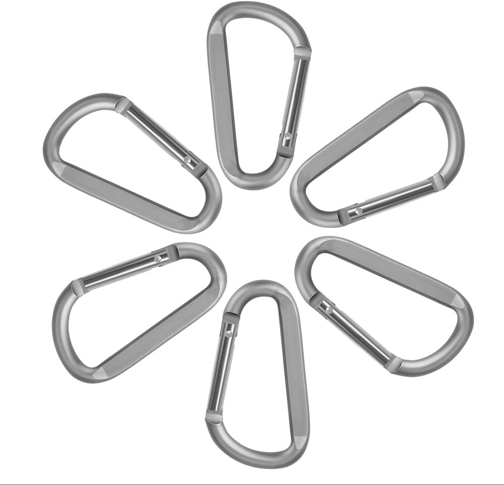 CampTek Carabiner Caribeaner Clip,3" Large Aluminum D Ring Shape Carabeaner with Keyring Keychain Hook