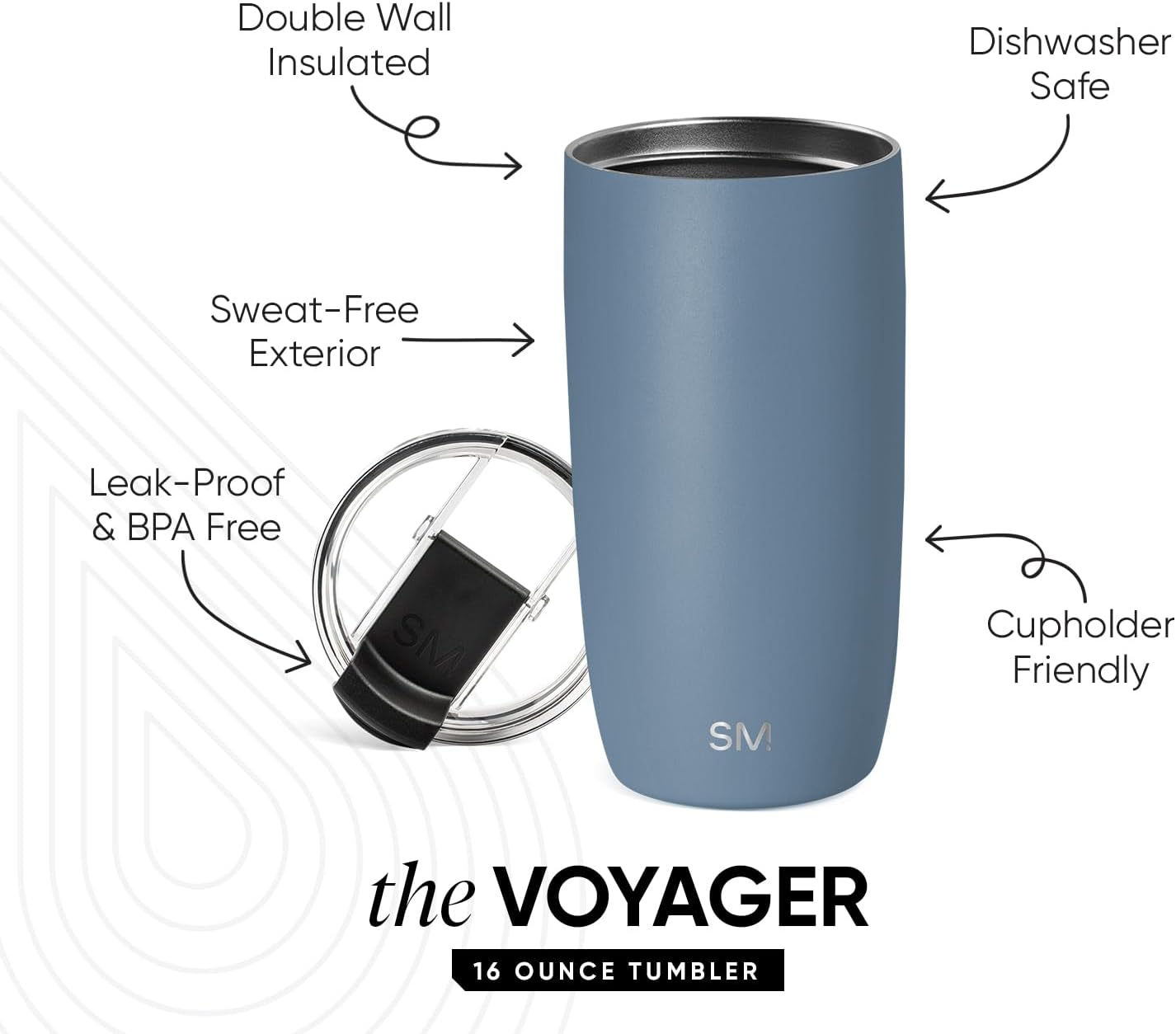 Simple Modern Voyager Tumbler with Flip Lid | Travel Coffee Mug | Insulated Stainless Steel Cold Brew Iced or Hot Coffee Cup | Gifts for Women Men Her Him | 16oz, Almond Birch
