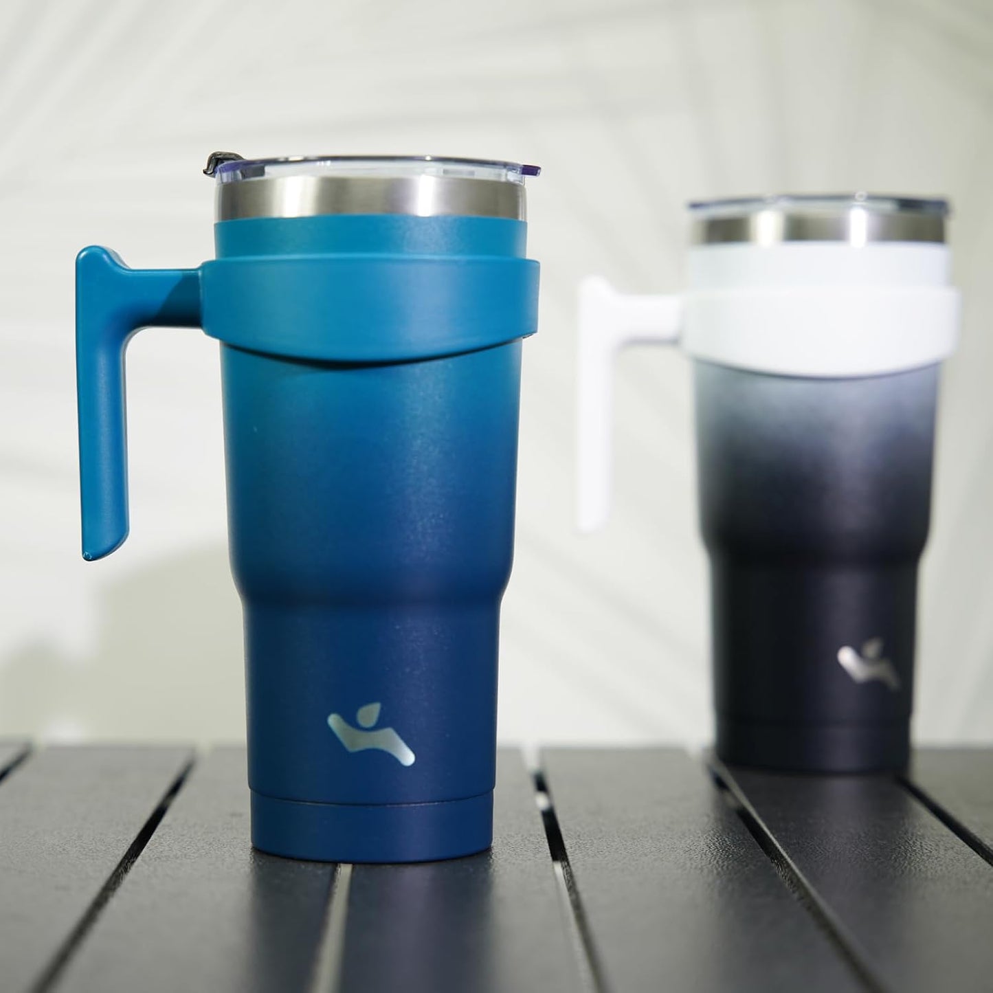 Konokyo 20 oz Tumbler with Handle and 2 Straw 2 Lid, Insulated Water Bottle Stainless Steel Vacuum Cup Reusable Travel Mug,Black