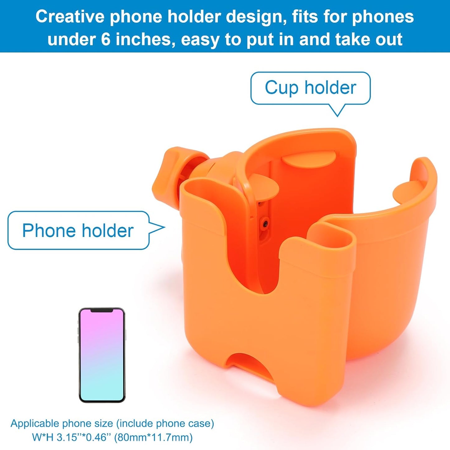 Accmor Stroller Cup Holder with Phone Holder, Bike Cup Holder, Universal Cup Holder for Uppababy Nuna Doona Strollers, 2-in-1 Cup Holder for Walker, Wheelchair, Scooter - Colors A