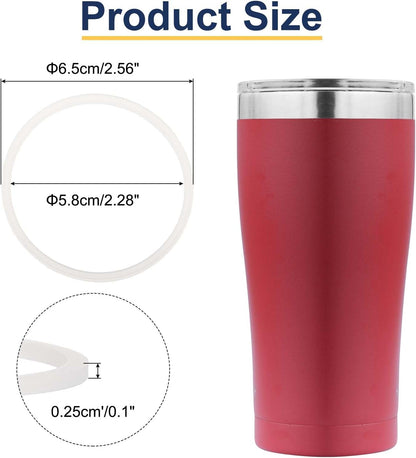uxcell 16oz or 20oz Replacement Rubber Lid Seals, 2 Pcs 2.4" Diameter O Shaped Resealable Lid Gaskets for Stainless Steel Insulated Tumbler Mugs Cups Vacuum, White