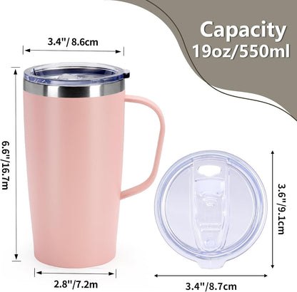 Trwcrt 19oz Insulated Coffee Mug with Handle, Double Wall Vacuum Stainless Steel Travel Coffee Tumbler, Blue