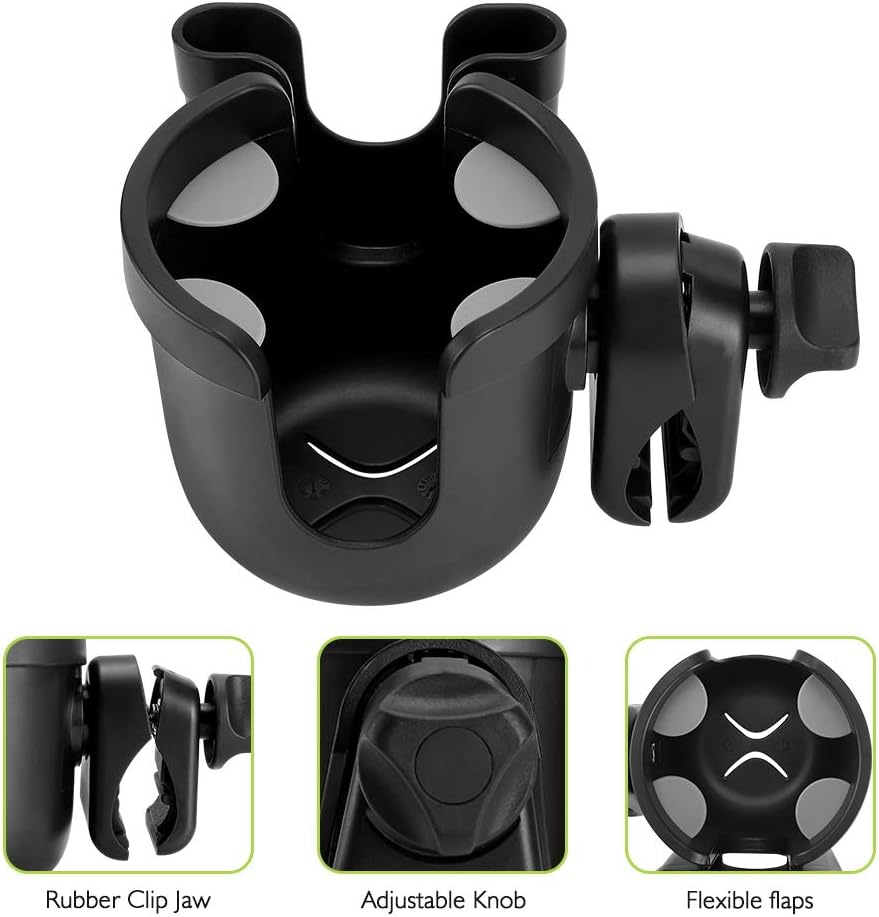 Accmor Stroller Cup Holder with Phone Holder, Bike Cup Holder, Universal Cup Holder for Uppababy Nuna Doona Strollers, 2-in-1 Cup Holder for Walker, Wheelchair, Scooter - Colors B