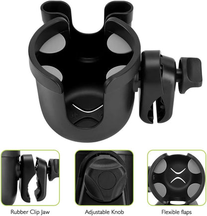 Accmor Stroller Cup Holder with Phone Holder, Bike Cup Holder, Universal Cup Holder for Uppababy Nuna Doona Strollers, 2-in-1 Cup Holder for Walker, Wheelchair, Scooter - Colors B