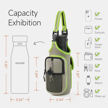VAKAER Magnetic Gym Bag, Water Bottle Carrier Holder with Phone Pocket & Adjustable Strap,10 Ultra-Strong Magnets Stick to Fitness equipment, Workout Accessories Pouch for Women & Men