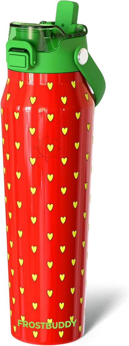 Frost Buddy 24oz Insulated Water Bottle with Straw & Chug Lid | Leak-Proof Stainless Steel | 24-Hours Cold | Sweat-Proof, Cup Holder Friendly | Ideal for Gym, Travel, Sports & Everyday Hydration - Colors B
