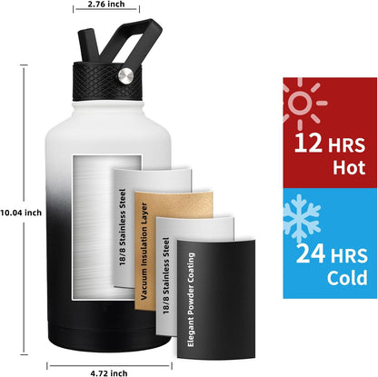 Insulated Water Bottle 40oz,Triple Wall Vacuum Stainless Steel(Dishwasher Safe),Leak Proof & Non-BPA,Flask Jug with Paracord Handle & Straw Spout Lids Sports Cherry Blossom