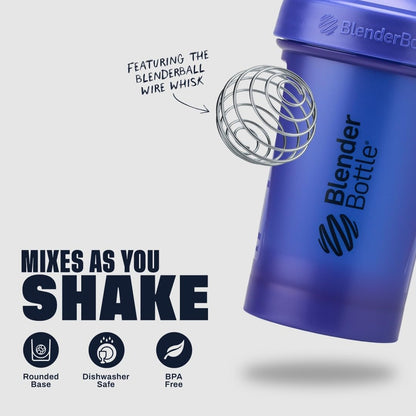 BlenderBottle Classic V2 Shaker Bottle Perfect for Protein Shakes and Pre Workout, 20-Ounce, Clear/Black