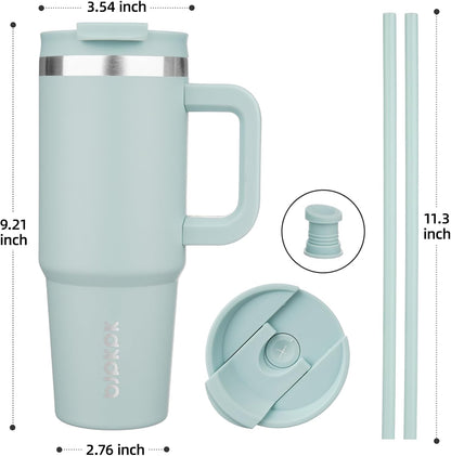 BJPKPK 30oz Stainless Steel Insulated Tumbler With Handle And Lid Straw Travel Coffee Mug Thermal Cup,Black