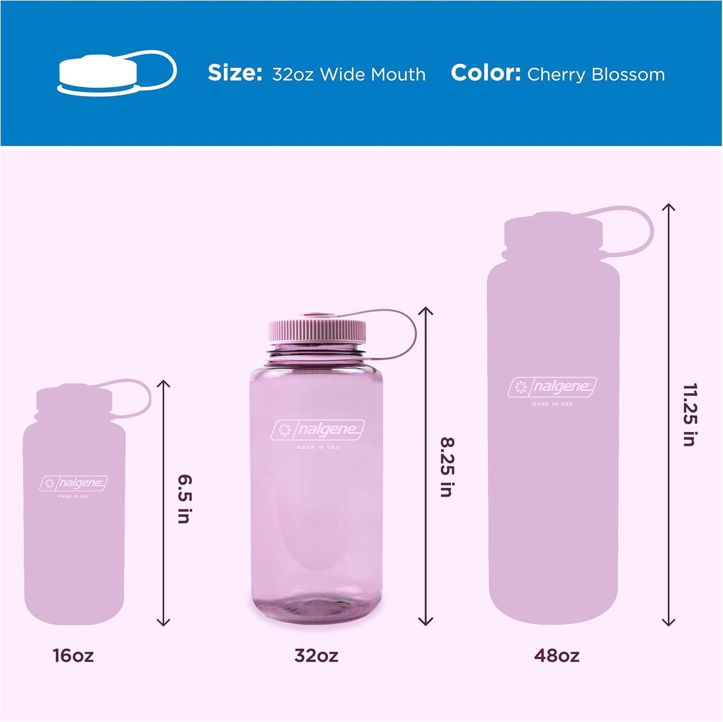 Nalgene 32 oz Wide Mouth Water Bottle | BPA-Free, Durable & Leak Proof, Lightweight Bottle for Hiking & Gym, Work & Travel