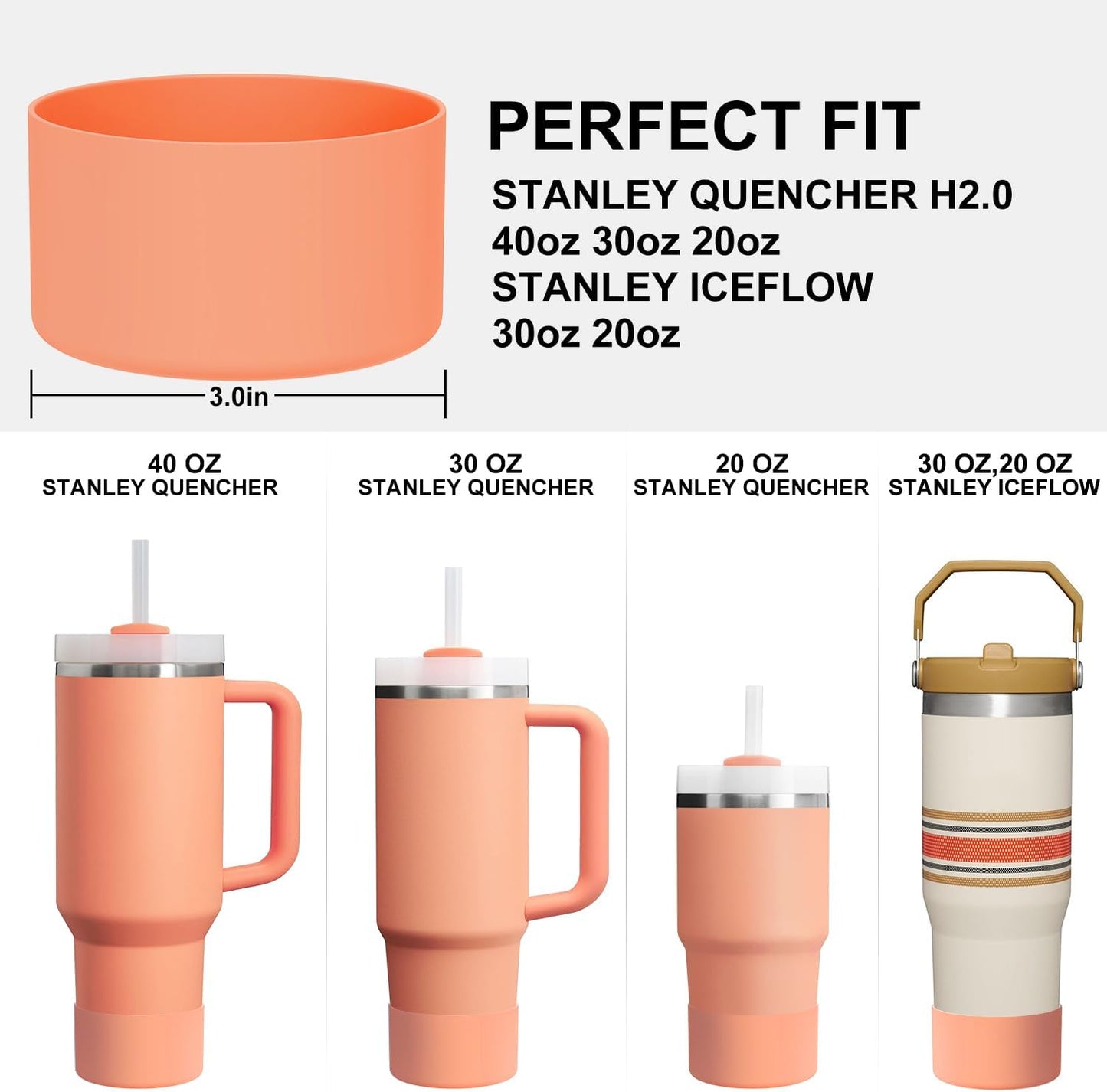 Affute Protective Silicone Boot for Stanley Quencher H2.0 40 30 20 oz & IceFlow Flip 30 20 oz, BPA Free Anti-Noise Anti-Scratch, Stanley Cup Protector Sleeve Cover Boot