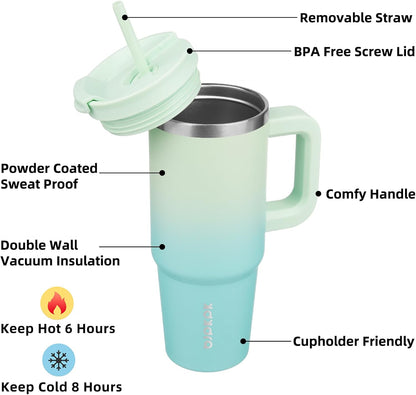 BJPKPK 30oz Stainless Steel Insulated Tumbler With Handle And Lid Straw Travel Coffee Mug Thermal Cup,Black