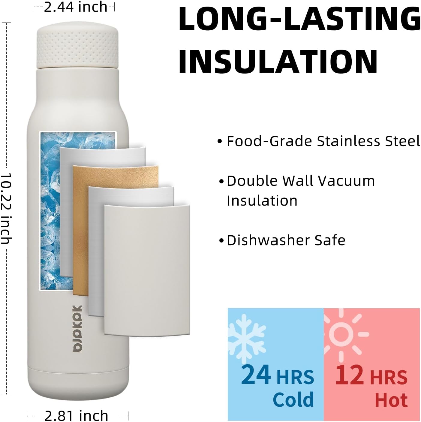 BJPKPK Stainless Steel Water Bottle,21oz insulated Reusable Bottle,Leakproof Metal Thermal Flask Double Wall,Keep Drinks Cold and Hot,Mint Green