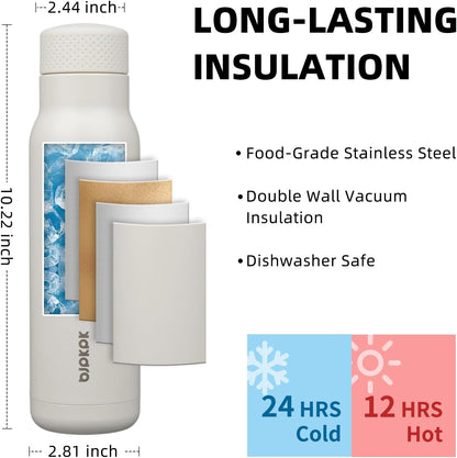 BJPKPK Stainless Steel Water Bottle,21oz insulated Reusable Bottle,Leakproof Metal Thermal Flask Double Wall,Keep Drinks Cold and Hot,Mint Green