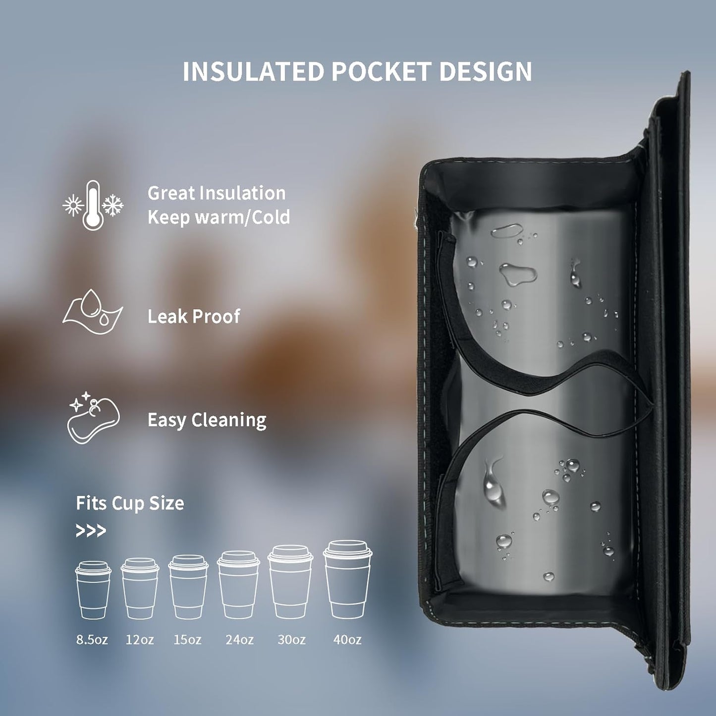 Travel Luggage Cup Holder, Liveagain Drink Caddy, Luggage Cup Holder Attachment, Free Hand Suitcase Drink Carrier for Drinks Beverages, Coffee, Bottles, Snack (Gray)
