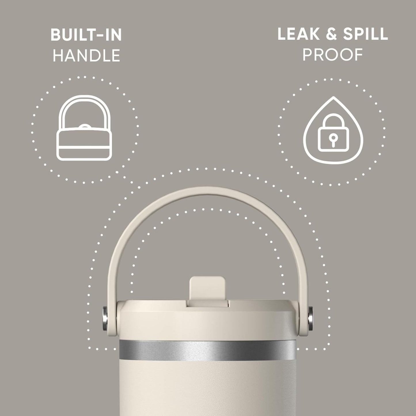 Hydrapeak Nomad 32oz Insulated Stainless Steel Travel Tumbler with Handle & Straw Lid, Leakproof, Cupholder Friendly, Keeps Drinks Cold 24 Hours, Reusable Bottle for Daily Hydration (Pale Sage)