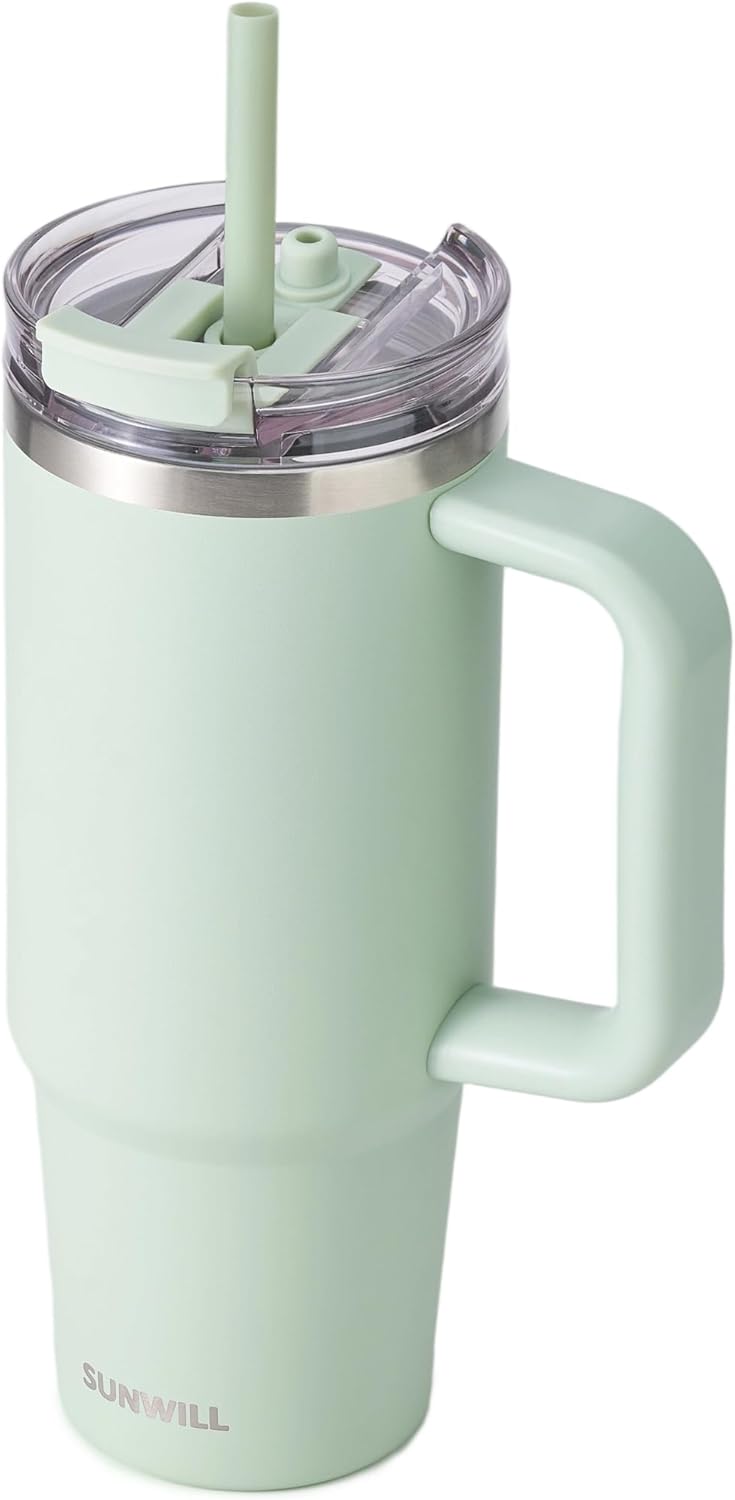 SUNWILL 20 oz Tumbler with Handle and Straw Leak Proof,Travel Coffee Mug with Lid, Stainless Steel Cup Insulated for Office & Gym, Cupholder Friendly, Powder Coated Orchid