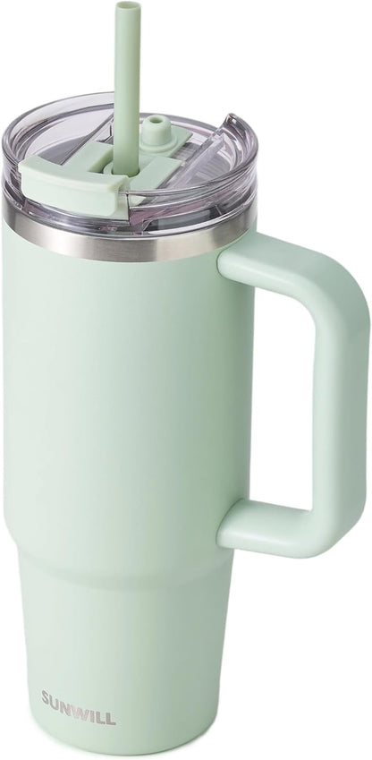 SUNWILL 20 oz Tumbler with Handle and Straw Leak Proof,Travel Coffee Mug with Lid, Stainless Steel Cup Insulated for Office & Gym, Cupholder Friendly, Powder Coated Orchid
