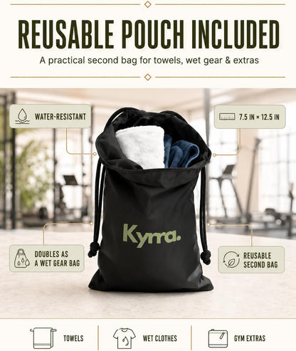 kyrra. Magnetic Gym Bag with Water Bottle Holder Crossbody Bag Strong Magnetic Attachment Fits 40oz Bottles Phone Pocket & Bonus Pouch Gym Accessories for Men and Women