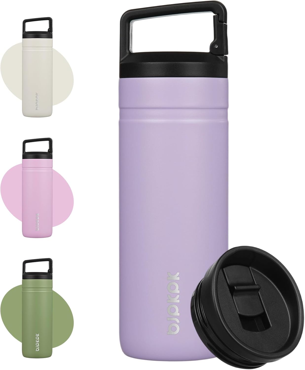 BJPKPK Insulated Water Bottle with 2 Lids,20 oz Double Wall Stainless Steel Vacuum Tumbler Travel Coffee Mug,Wide Mouth Thermal Cup,Haze Blue