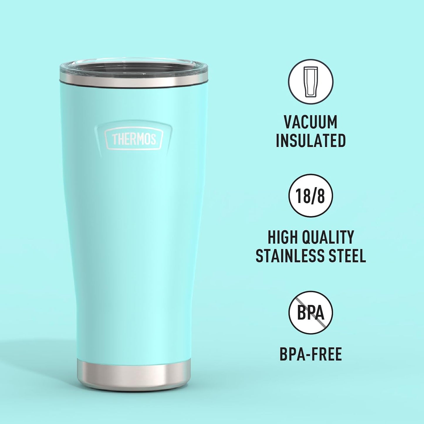THERMOS ICON SERIES, Stainless Steel Tumbler with Slide Lock, 18 Ounce, Mystic Navy