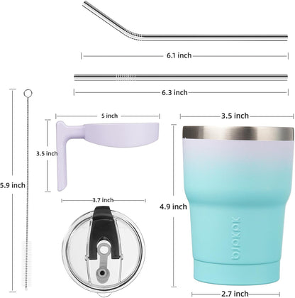BJPKPK Tumbler With Handle And Straw Lid 40 oz Stainless Steel Insulated Coffee Tumbler Cups For Home, Office or Car,Turquoise