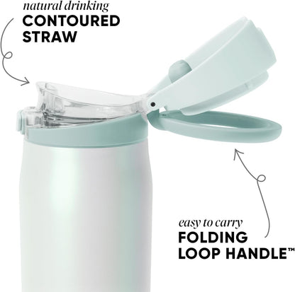 Simple Modern Mesa Loop Water Bottle with Covered Straw and Handle | 24oz Cup Holder Friendly Insulated Stainless Steel Bottles for Travel, Sports and School | Iris Sage - Colors A