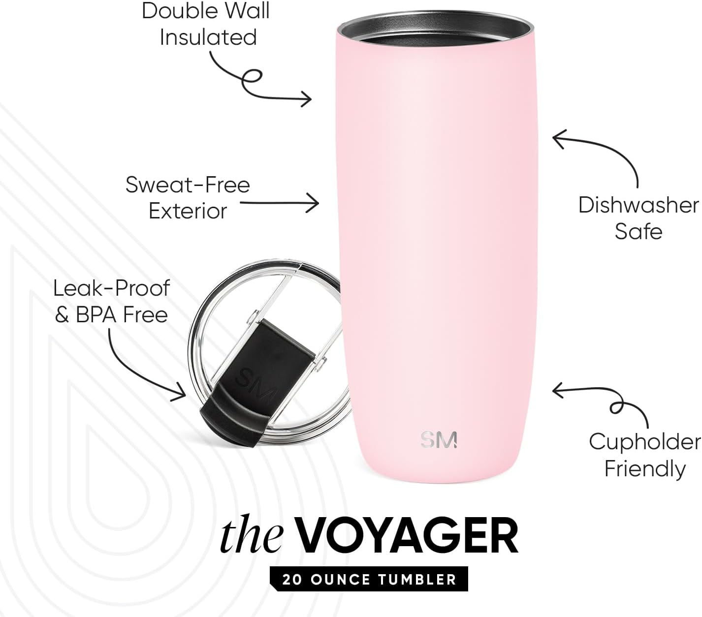 Simple Modern Voyager Tumbler with Flip Lid | Travel Coffee Mug | Insulated Stainless Steel Cold Brew Iced or Hot Coffee Cup | Gifts for Women Men Her Him | 16oz, Almond Birch