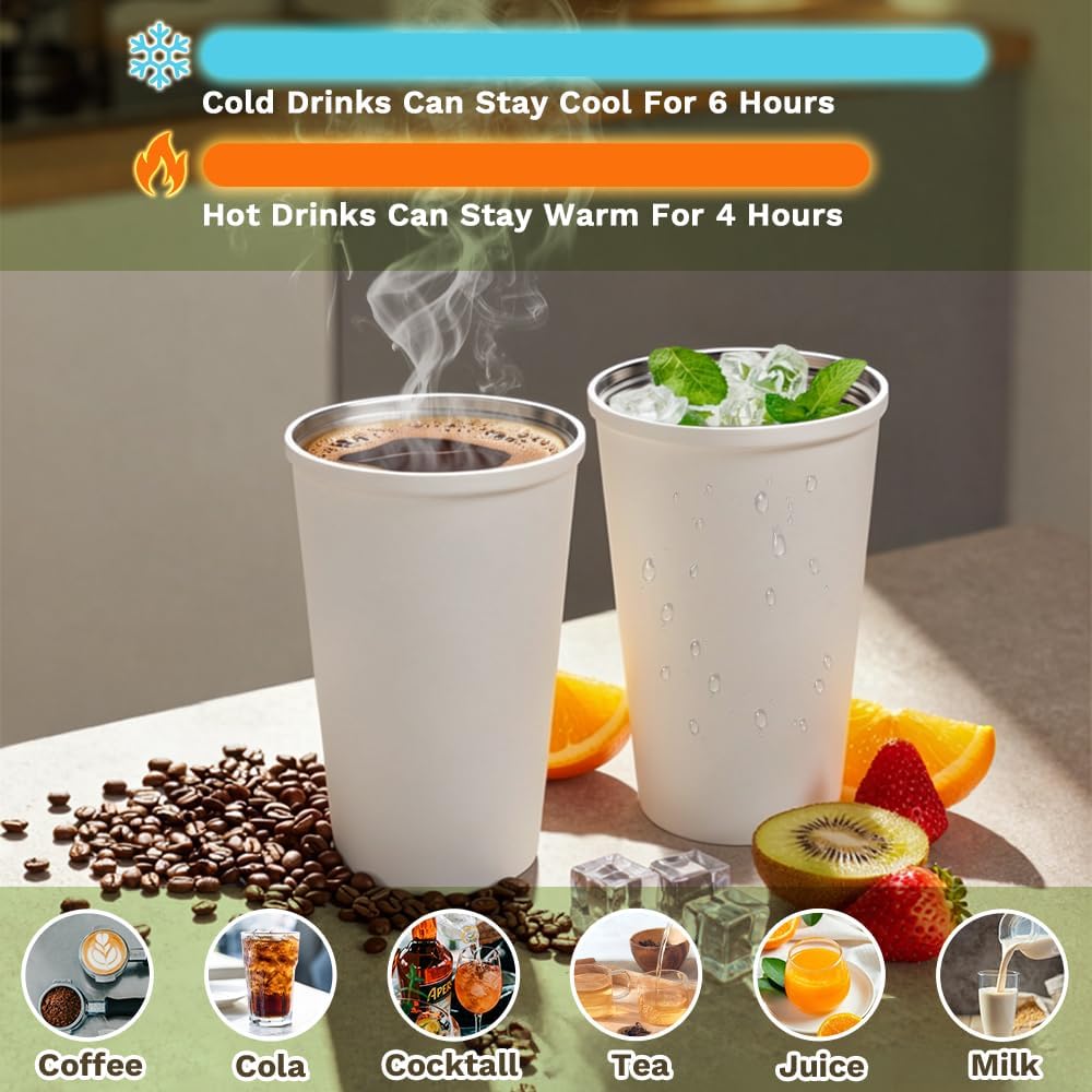 SPLMIFA Travel Coffee Mug Leak-Proof, Reusable Coffee Cups with Lids, Stainless Steel Vacuum Insulated Coffee Tumblers, Thermal Insulation Cup for Men and Women Hot & Cold Drinks(2nd-Green Pink, 12OZ)