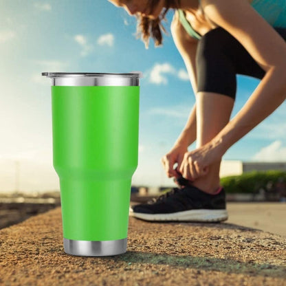 D·S 30oz Blue Tumbler Stainless Steel Double Wall Vacuum Insulated Mug with Straw and Lid, Cleaning Brush for Cold and Hot Beverages