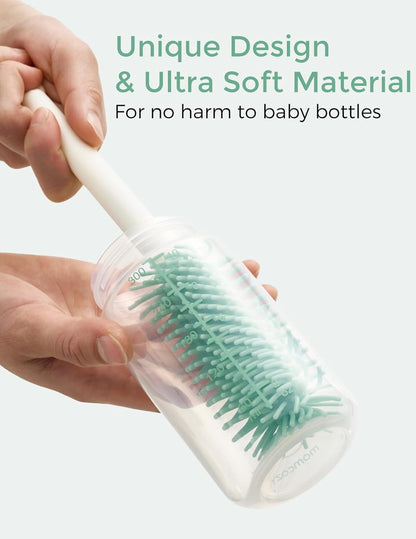 Momcozy Bottle Brush Kit with Push-Press Foam Design - Newborn Essentials Gift, Portable Cleaning Tool for Home & Travel, Baby Bottle Cleaner Brush for Breast Pumps & Nipples, Green