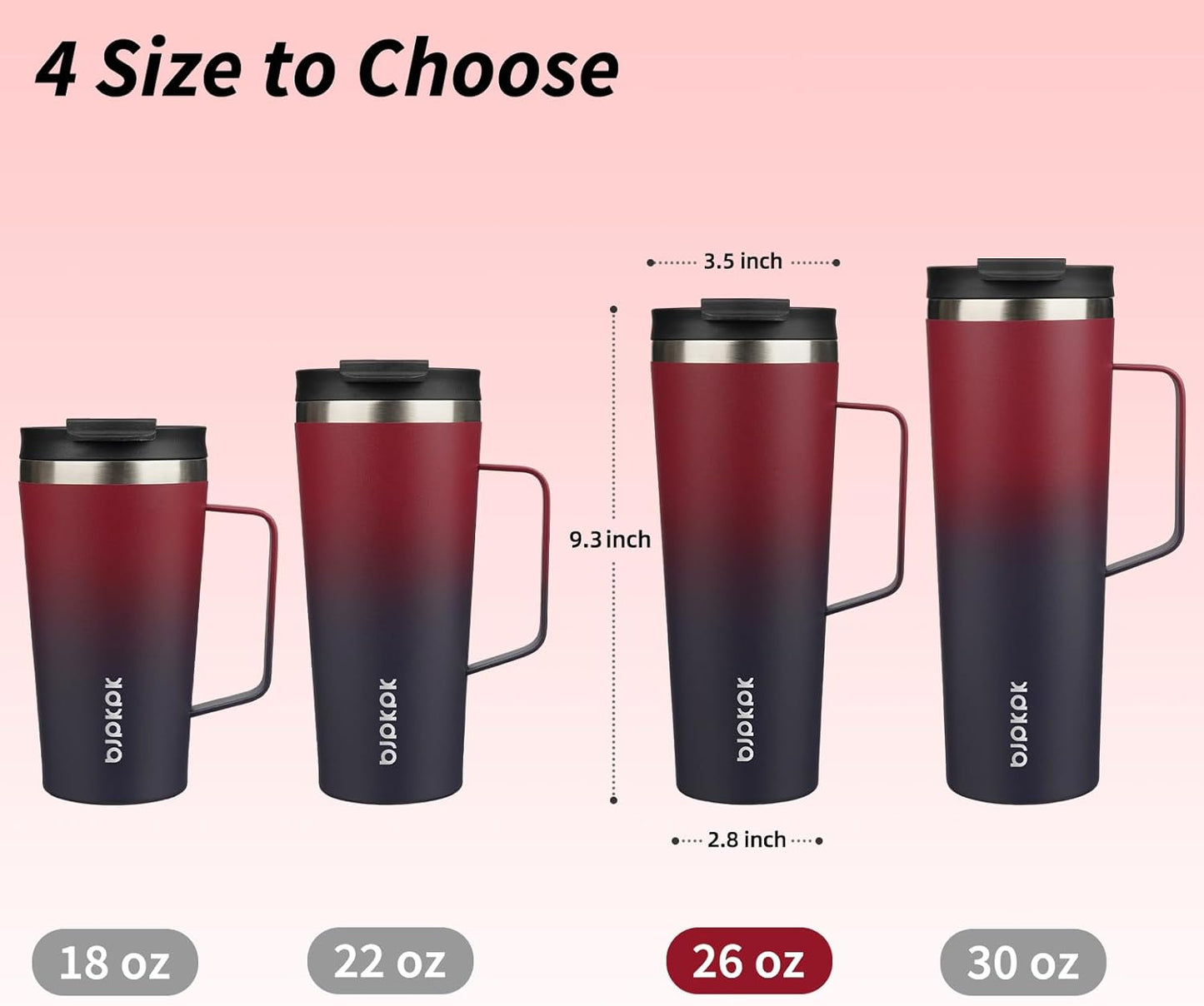 BJPKPK Insulated Tumbler with Handle, 18oz Insulated Tumblers with Lid and Straw, Stainless Steel Metal Water Bottles, Coffee Travel Mugs, Cups, Marshmallow
