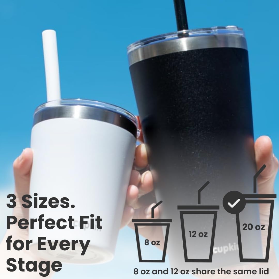 CUPKIN Stainless Steel Insulated Tumbler with Lid and Straw, 20 oz Stainless Steel Cups, Set of 2 Travel Coffee Mug for Adults, Iced Coffee Cup with Lid, Tumbler for Travel (Coral + Yellow)