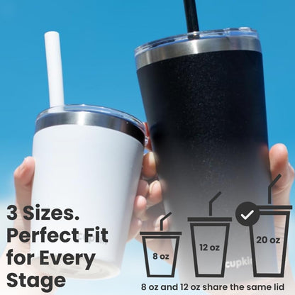 CUPKIN Stainless Steel Insulated Tumbler with Lid and Straw, 20 oz Stainless Steel Cups, Set of 2 Travel Coffee Mug for Adults, Iced Coffee Cup with Lid, Tumbler for Travel (Coral + Yellow)
