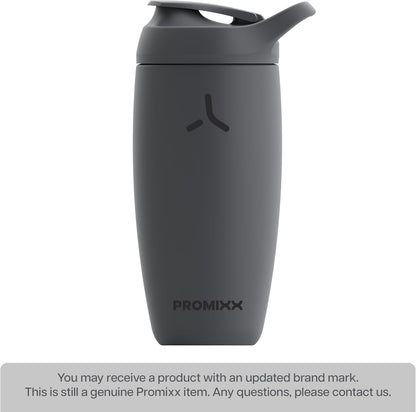 Promixx Pursuit Shaker Bottle - Insulated Stainless Steel Water Bottle and Shaker Cup - 18oz - Midnight Blue