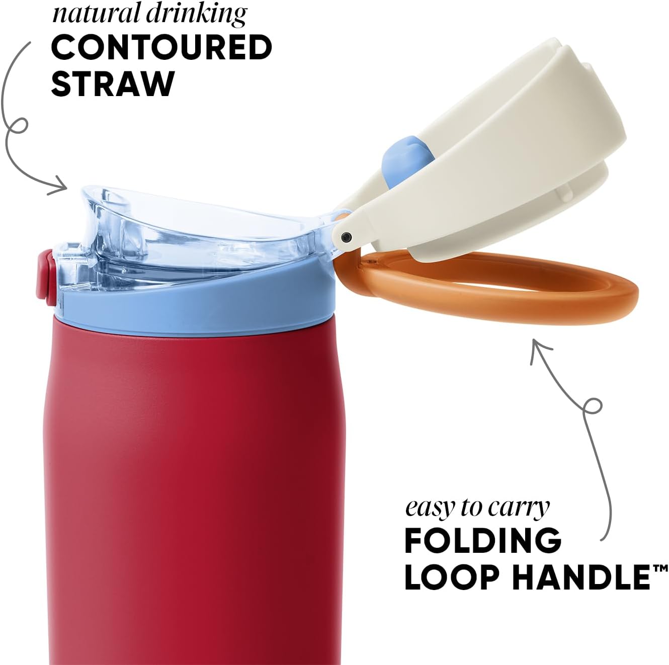 Simple Modern Mesa Loop Water Bottle with Covered Straw and Handle | 24oz Cup Holder Friendly Insulated Stainless Steel Bottles for Travel, Sports and School | Iris Sage - Colors A