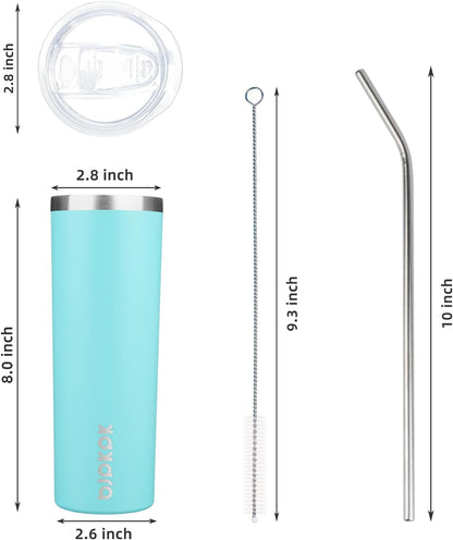 BJPKPK Skinny Tumbler with Lid 20 oz Stainless Steel Vacuum Insulated Double Wall Travel Coffee Water Tumblers Cup,White