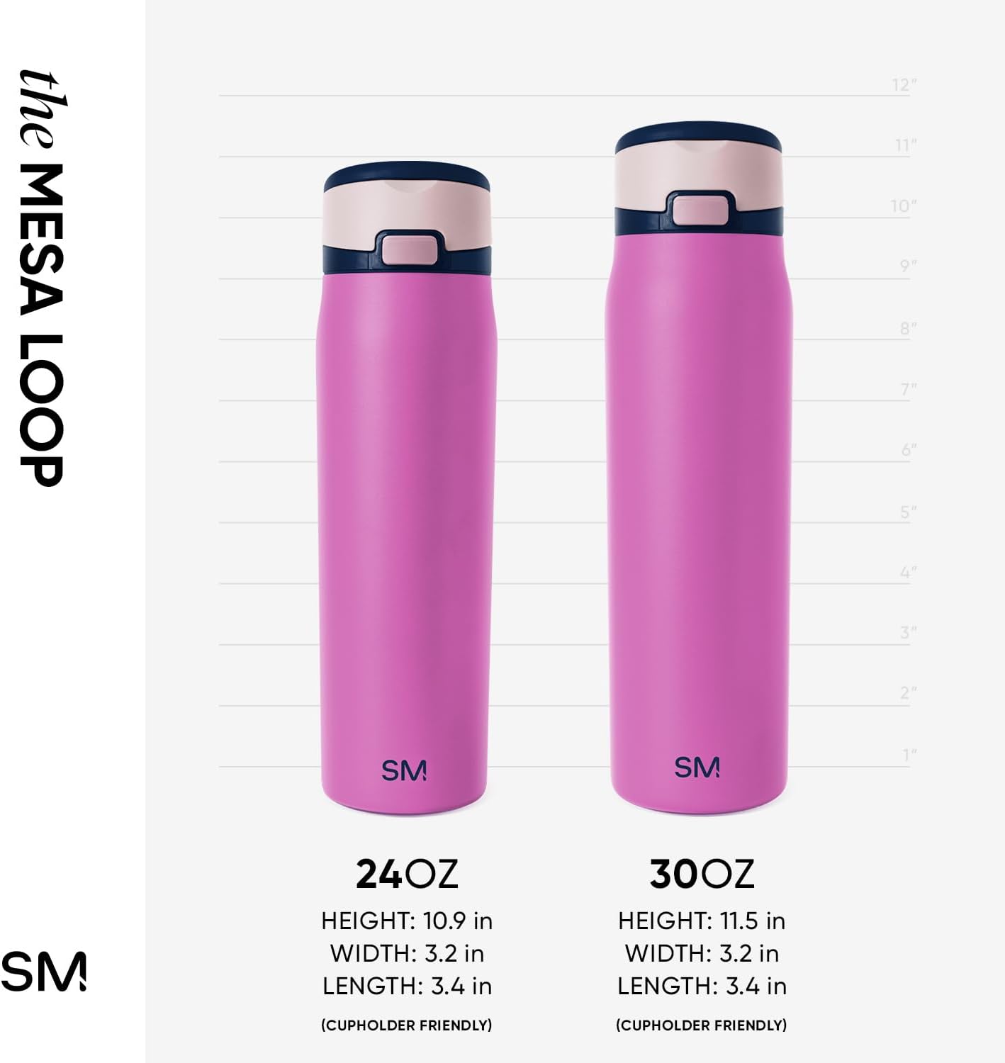 Simple Modern Mesa Loop Water Bottle with Covered Straw and Handle | 24oz Cup Holder Friendly Insulated Stainless Steel Bottles for Travel, Sports and School | Iris Sage - Colors B