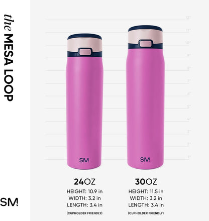 Simple Modern Mesa Loop Water Bottle with Covered Straw and Handle | 24oz Cup Holder Friendly Insulated Stainless Steel Bottles for Travel, Sports and School | Iris Sage - Colors B