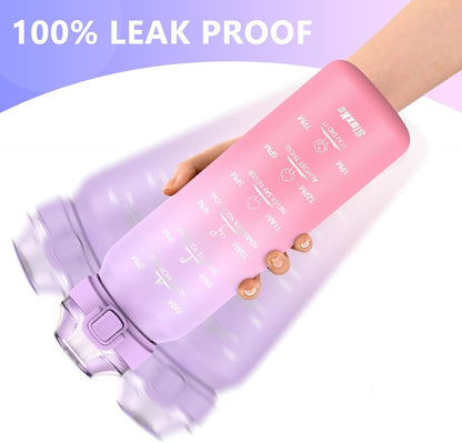 SLUXKE 24oz Insulated Water Bottle 18/10 Stainless Steel with 2Lids(Straw Lid& Spout Lids), 700ml Double Wall Vacuum Water Bottle with Handle Keep Cold and Hot for Men, Women & Kids PURPLE PINK